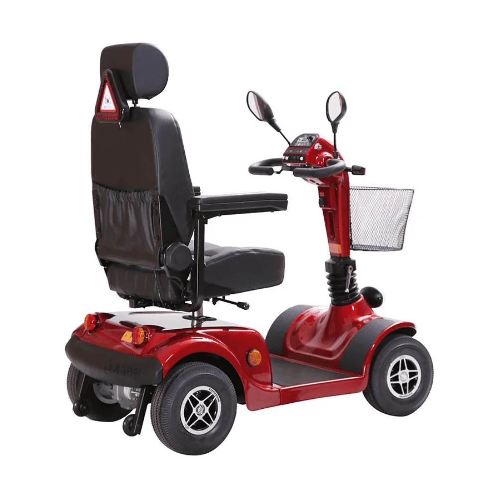 Scuba S350 engelli scooter gri kırmızı renk seçeneği dış mekân bağımsız mobilite