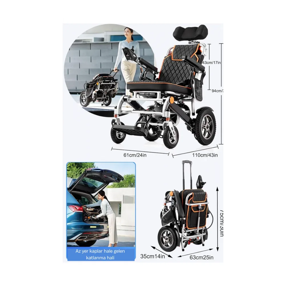 Poylin P206 24V lityum akülü sandalye bağımsız mobilite günlük kullanım