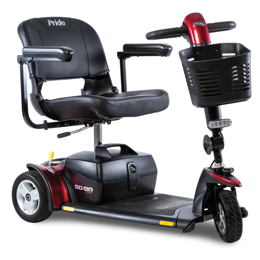 Pride Go-Go Sport 3T kompakt engelli scooter Pride Mobility ABD marka manevra kolay yan görünüm