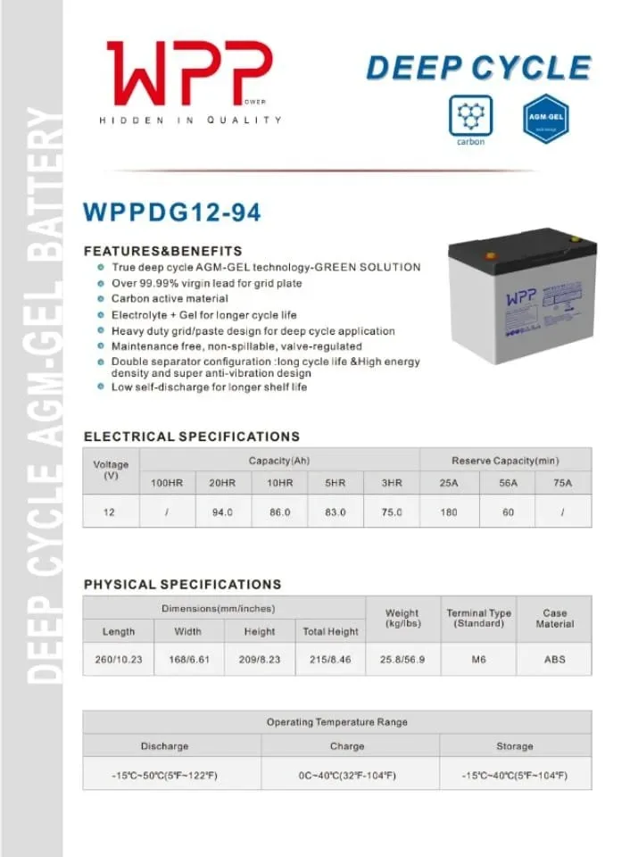WPPDG12-94 (12V 94Ah )Akülü Tekerlekli Sandalye Aküsü