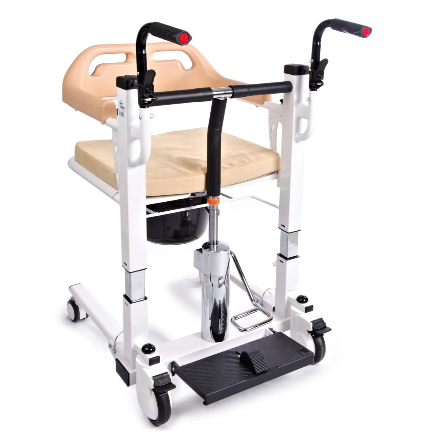 Comfort Plus DM-160 tuvaletli manuel sandalye frenli tekerlek güvenlik çelik şase 150 kg taşıma kapasitesi