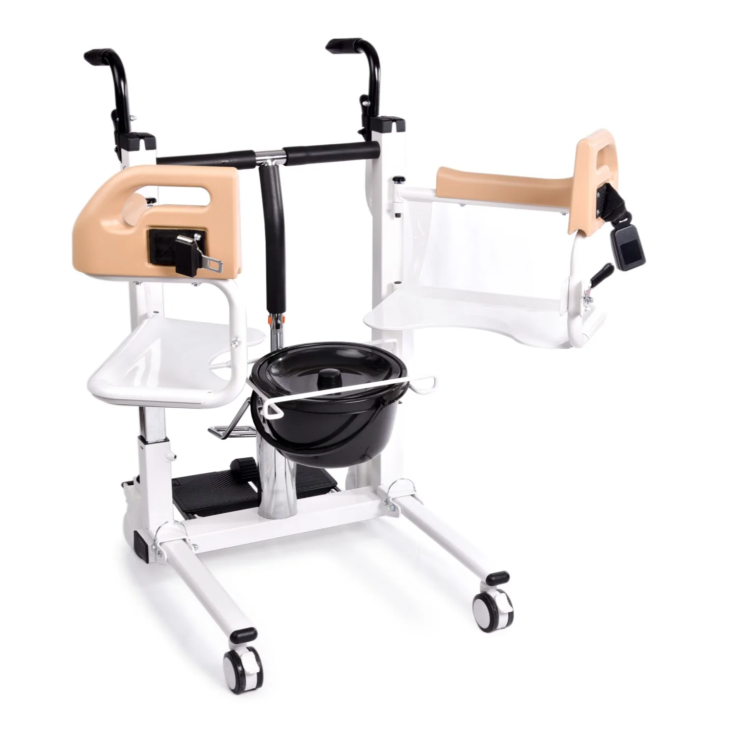 Comfort Plus DM-160 tuvaletli tekerlekli sandalye çıkarılabilir klozet hijyenik kolay temizlik frenli tekerlek