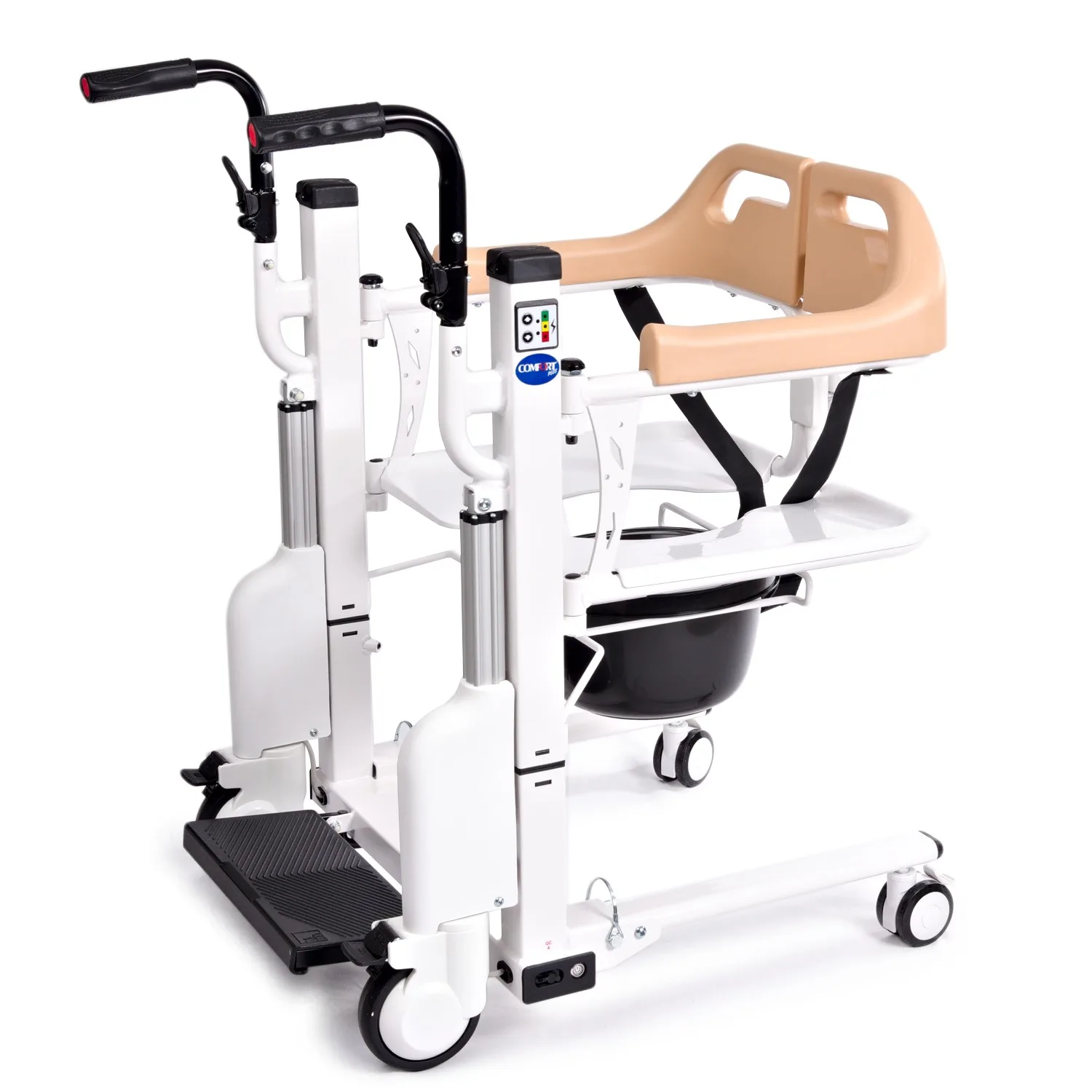 Comfort Plus DM-170 uzaktan kumandalı motorlu tuvalet sandalye güvenli stabil sürüş gece kullanım
