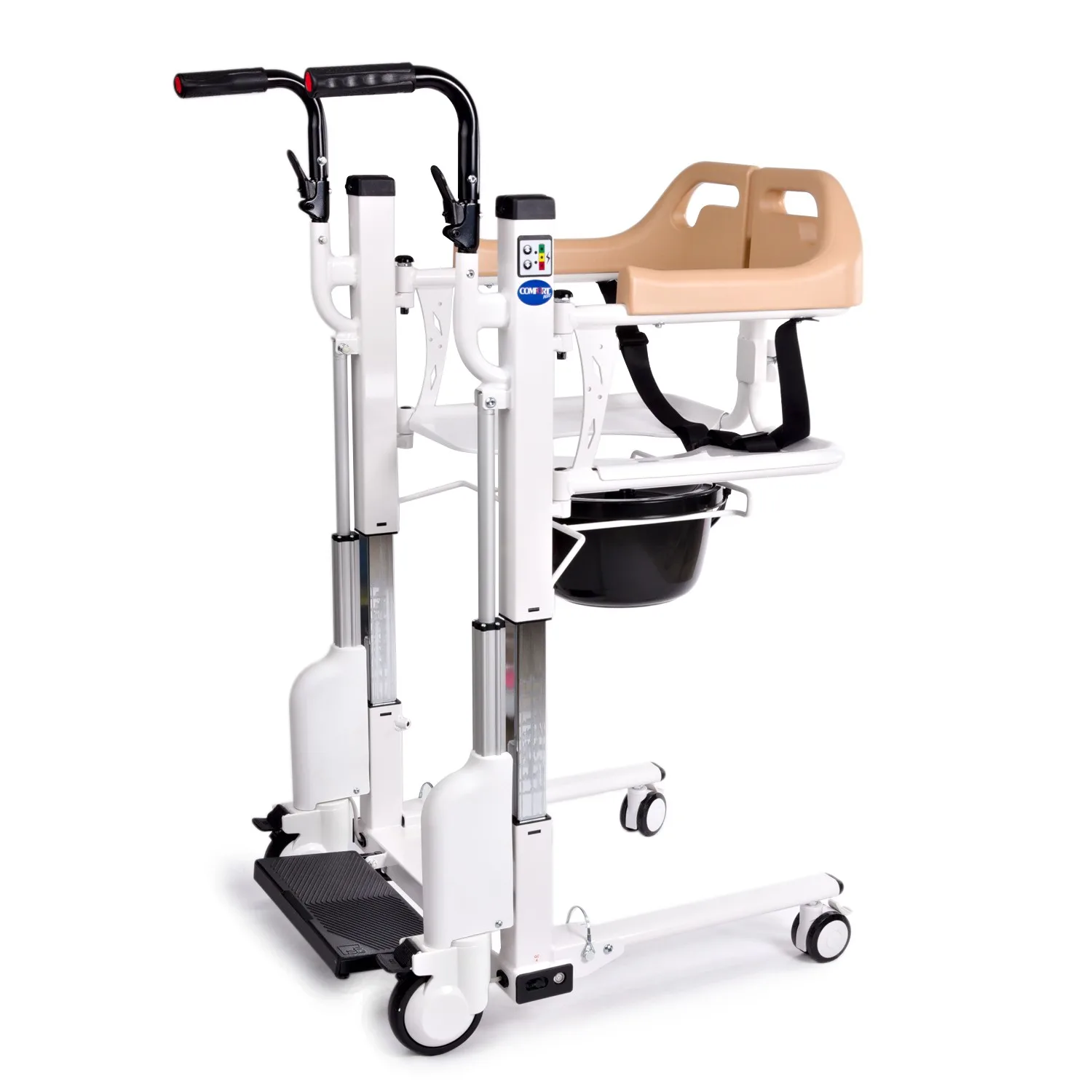 Comfort Plus DM-170 motorlu tuvalet tekerlekli sandalye konforlu minderli uzun süreli kullanım ergonomik