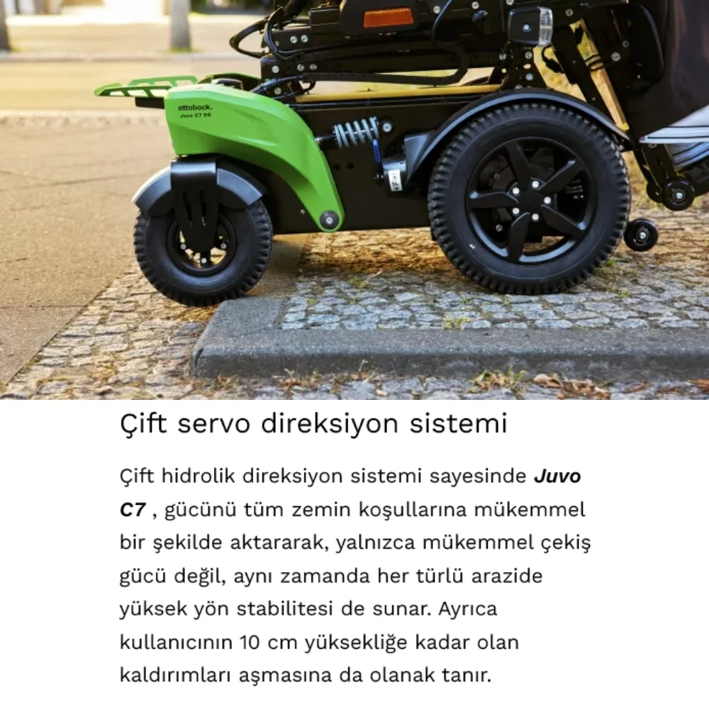 Ottobock Juvo C7 DS tekerlekli sandalye yükseklik ayarı LED güvenlik sistemi Alman Ottobock marka
