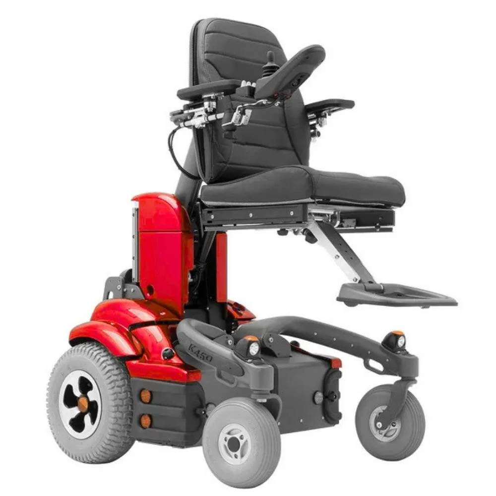 Permobil K450 MX Junior alçalabilen çocuk akülü tekerlekli sandalye tüm teker süspansiyon tam görünüm