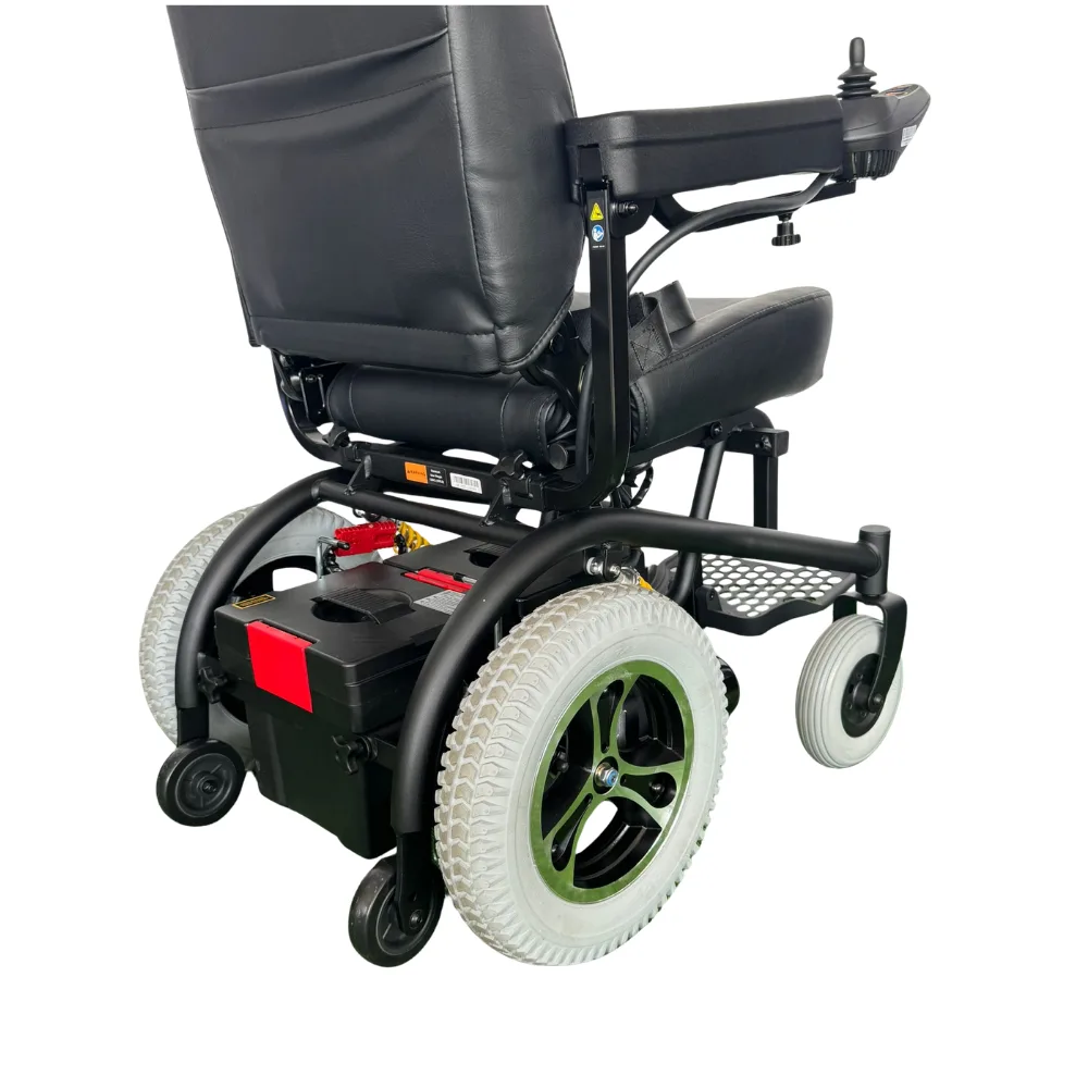 Swemo Q100 2x450W motor 135 kg taşıma kapasitesi çelik gövde dayanıklı akülü tekerlekli sandalye