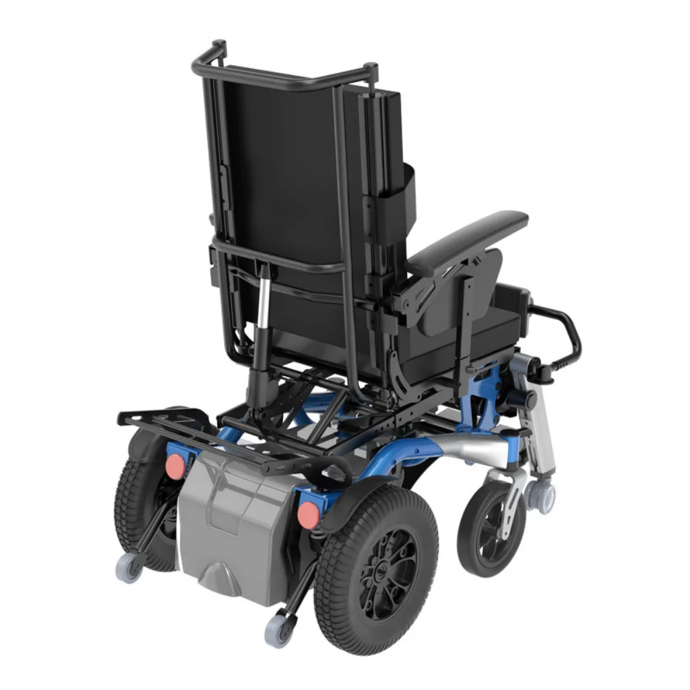 Swemo EPW610 çift motor 40km menzil tek tuş stand-up akülü tekerlekli sandalye yan görünüm