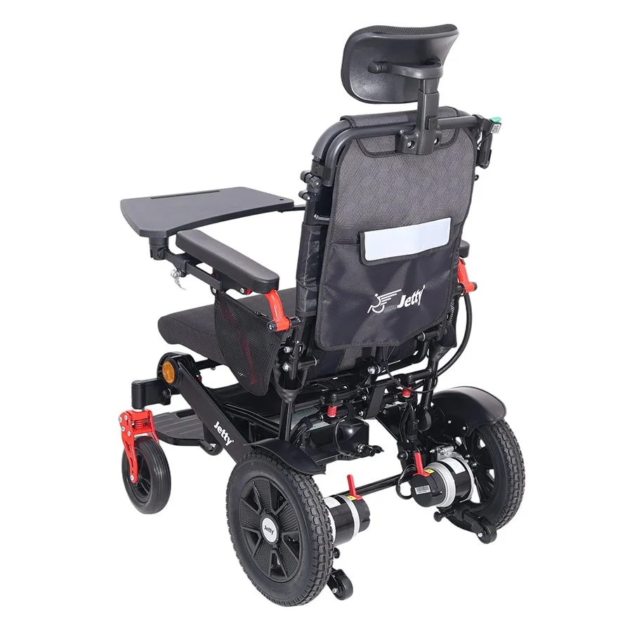 Jetty JT-310 akülü sandalye arkadan çapraz, açık tepsi ve başlık