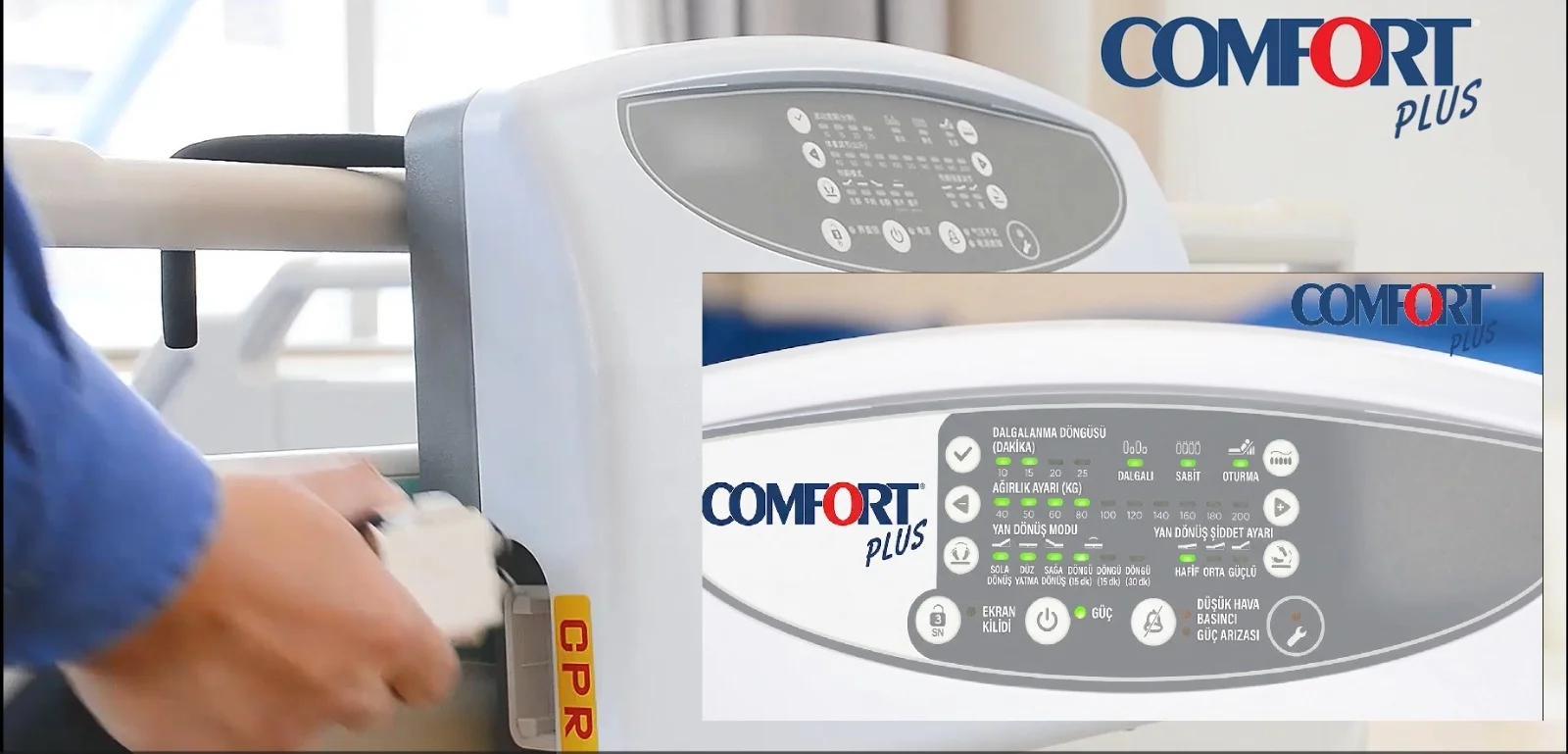 Comfort Plus APM-9010 Pozisyonlu Havalı Yatak — 3 Kademeli Yanal Eğim ve CPR