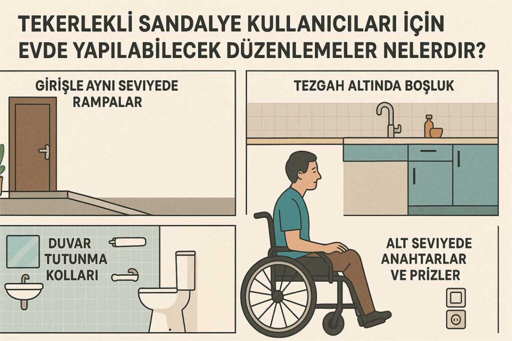 Tekerlekli Sandalye Kullanıcıları için Evde Yapılabilecek Düzenlemeler Nelerdir? Görsel oluştur